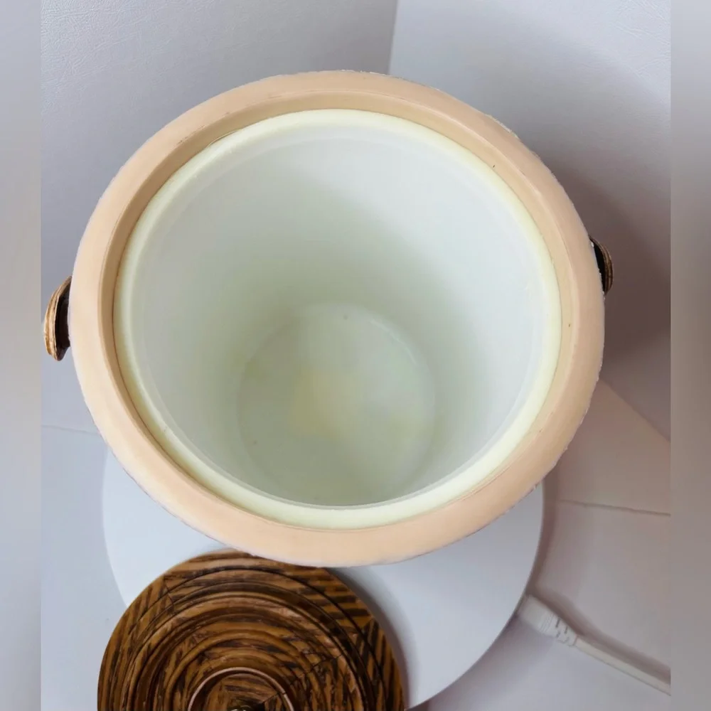 Vintage Mid-Century Brown Faux Wooden Ice Bucket with embossed Grape Clusters